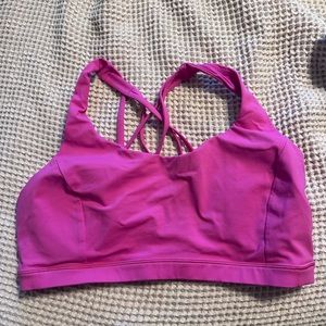 Pink strappy lululemon sports bra